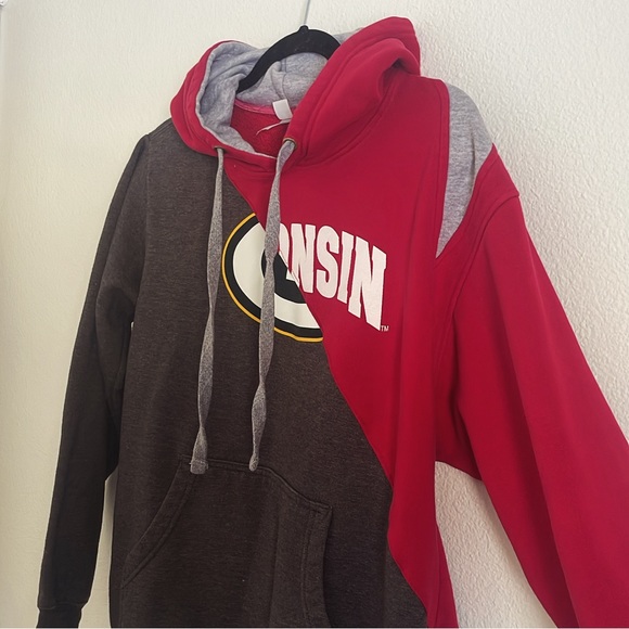 Reworked and upcycled Wisconsin Badgers X Green Bay Packers Mash Up Hoodies - Picture 3 of 10